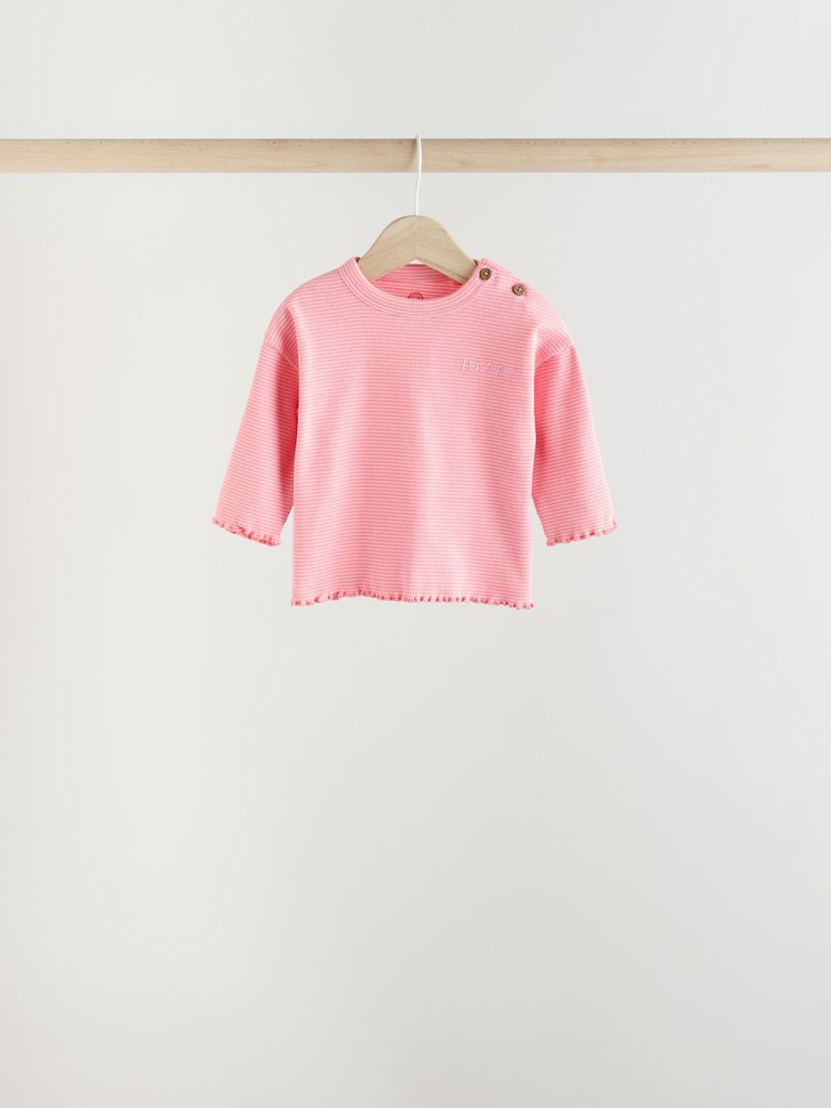 Pink/ White Baby Long Sleeve Top And Leggings 6 Piece Set (0mths-3yrs) - Image 6 of 16