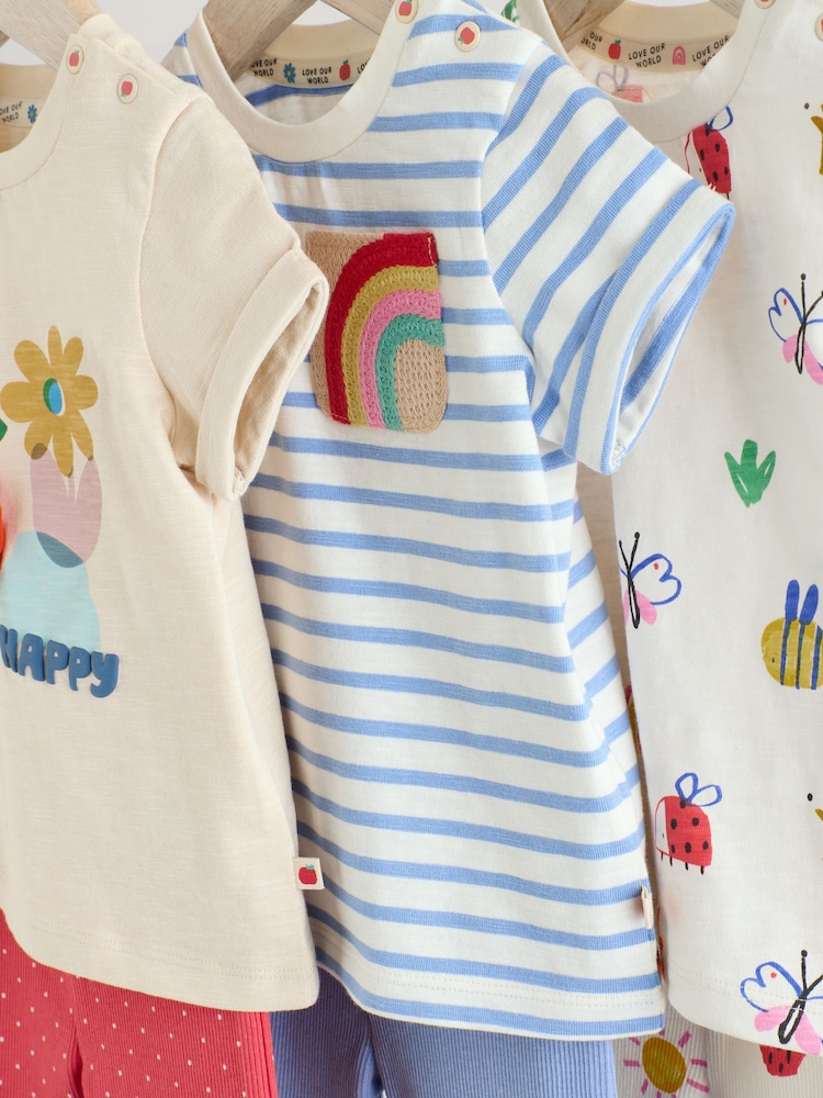 White/Red/Blue Character Printed Character Baby Tops and Leggings 6 Pack Set - Image 12 of 16