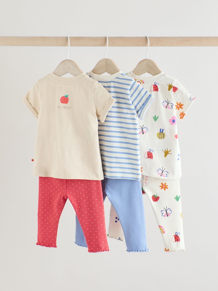 White/Red/Blue Character Printed Character Baby Tops and Leggings 6 Pack Set - Image 8 of 16