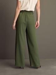 Khaki Green Elastic Back Wide Leg Trousers - Image 2 of 8