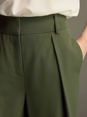 Khaki Green Elastic Back Wide Leg Trousers - Image 4 of 8