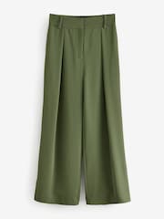 Khaki Green Elastic Back Wide Leg Trousers - Image 5 of 8