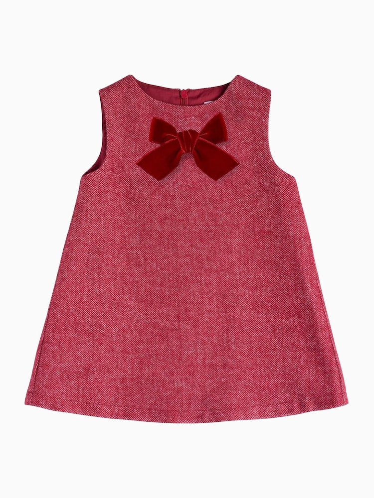 Rot - Trotters London Little Herringbone Georgina Bow Dress - Bild 1 von 1 Rot - Trotters London Little Herringbone Georgina Bow Dress - Bild 1 von 1