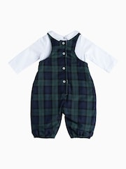 Trotters London Little Blue Tartan My First Christmas Dungarees - Image 2 of 3
