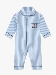 Trotters London Little Blue Stripe Felix 100% Cotton Sleepesuit - Image 1 of 2
