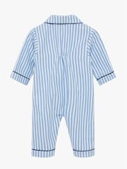 Trotters London Little Blue Stripe Felix 100% Cotton Sleepesuit - Image 2 of 2