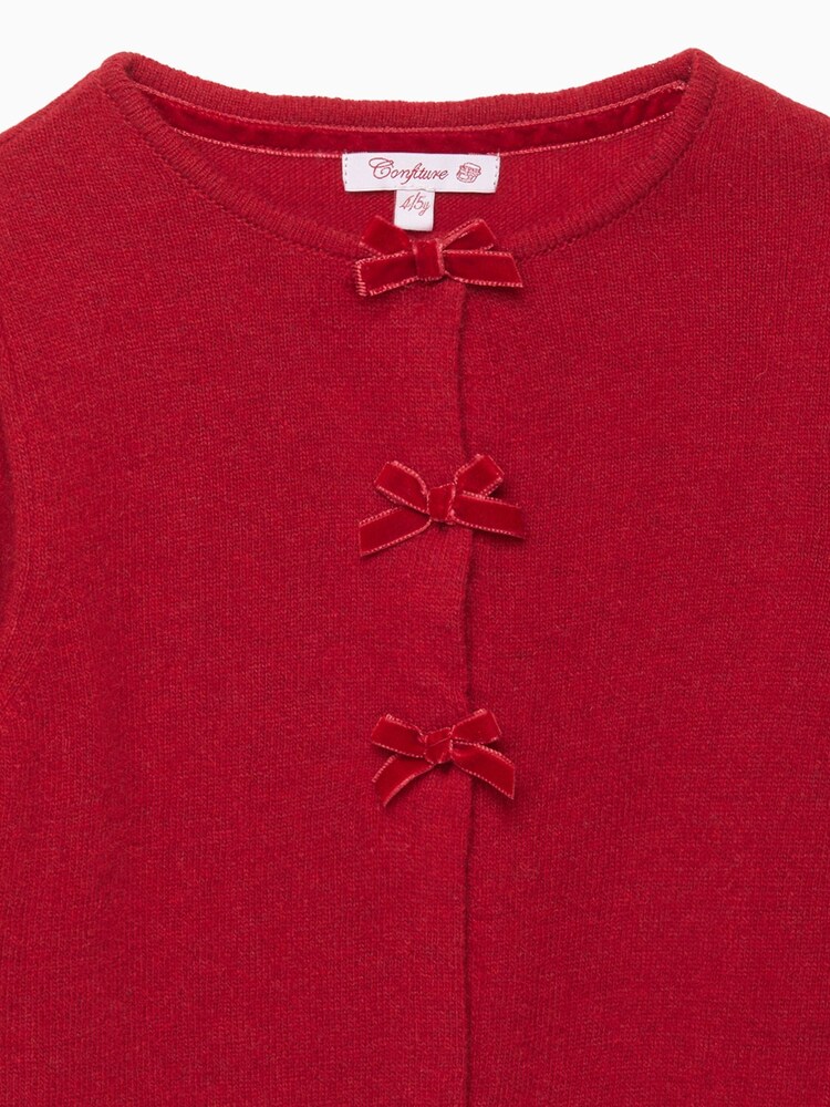 Trotters London Red Crimson Bow Cardigan - Image 3 of 3