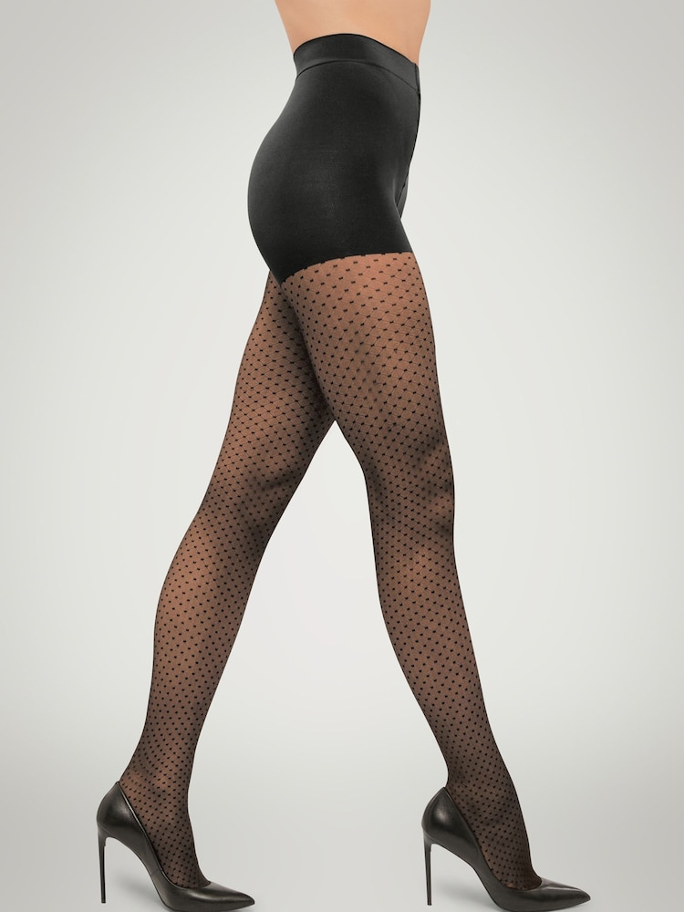 Wolford Black 20 Denier Control Dotted Tights - Image 3 of 10