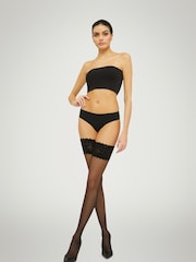 Wolford Black 20 Denier Satin Touch Stay-Up Stockings - Image 3 of 5