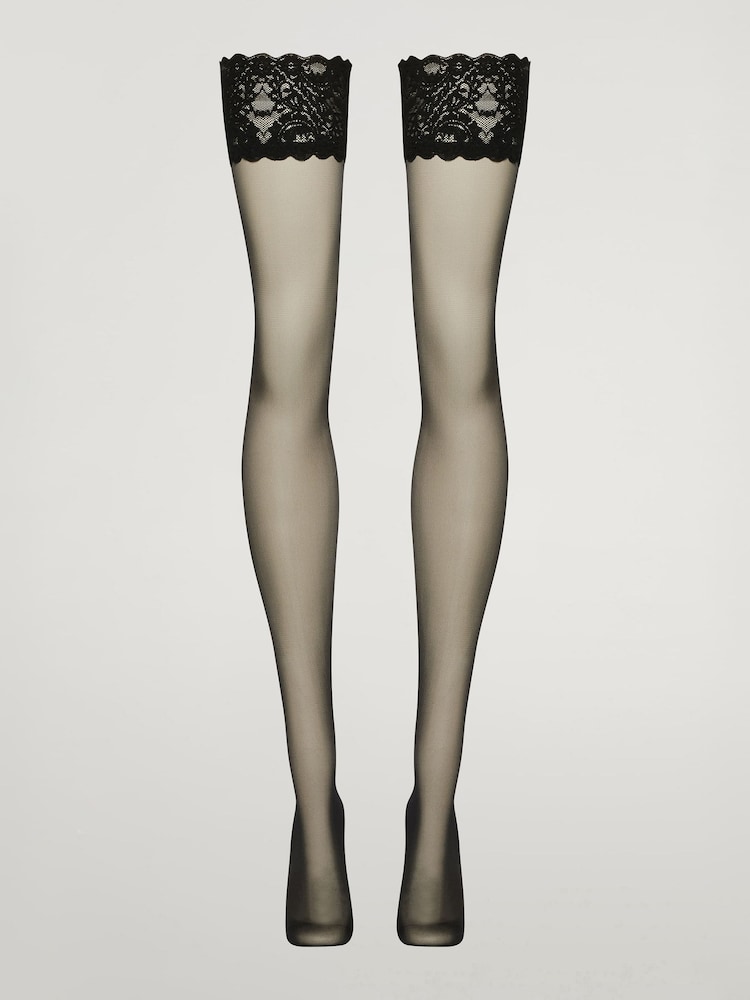 Wolford Black 20 Denier Satin Touch Stay-Up Stockings - Image 5 of 5
