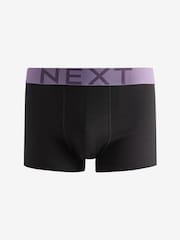 Black Blue/Neutral/Purple Big Text Waistband Trunks Boxers 5 Pack - Image 2 of 8