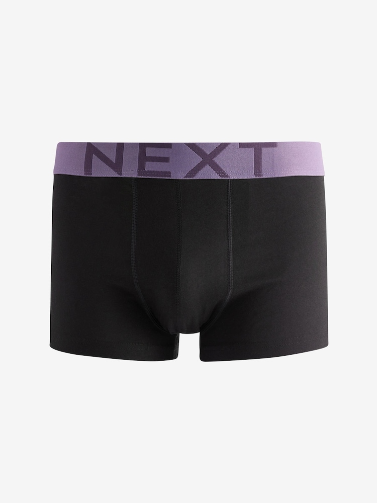 Black Blue/Neutral/Purple Big Text Waistband Trunks Boxers 5 Pack - Image 2 of 8