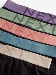 Black Blue/Neutral/Purple Big Text Waistband Trunks Boxers 5 Pack - Image 8 of 8