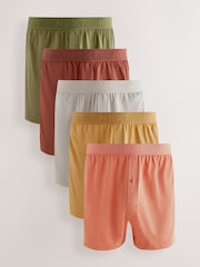 Green/ Rust/ Orange 5 Pack Loose Boxers 5 Pack - Image 1 of 9