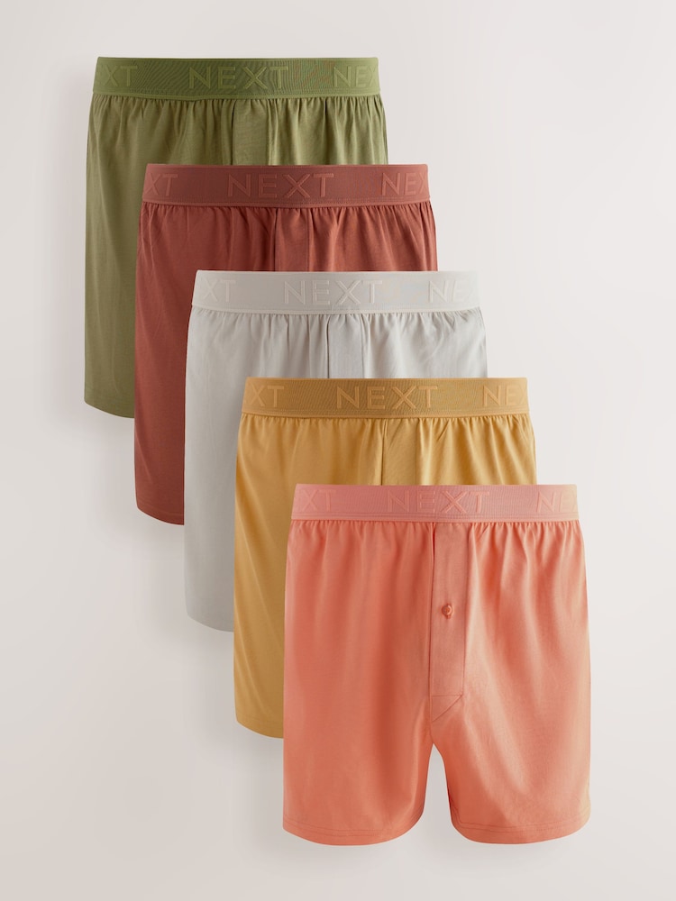 Green/ Rust/ Orange 5 Pack Loose Boxers 5 Pack - Image 1 of 9