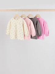 Herzmuster in Pink/Grau - Bedruckte Baby-Tops im 4er-Pack - Bild 1 von 10