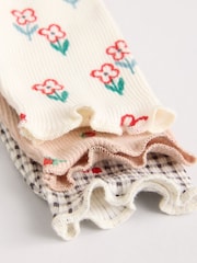 Cream/ Fauve / Gris à fleurs imprimées - Baby Long Sleeve Frill Bodies 3 Pack - Image 11 de 11
