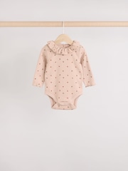 Cream/ Fauve / Gris à fleurs imprimées - Baby Long Sleeve Frill Bodies 3 Pack - Image 5 de 11