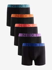 Black Bright Colour Waistband Trunks Boxers 5 Pack - Image 1 of 8