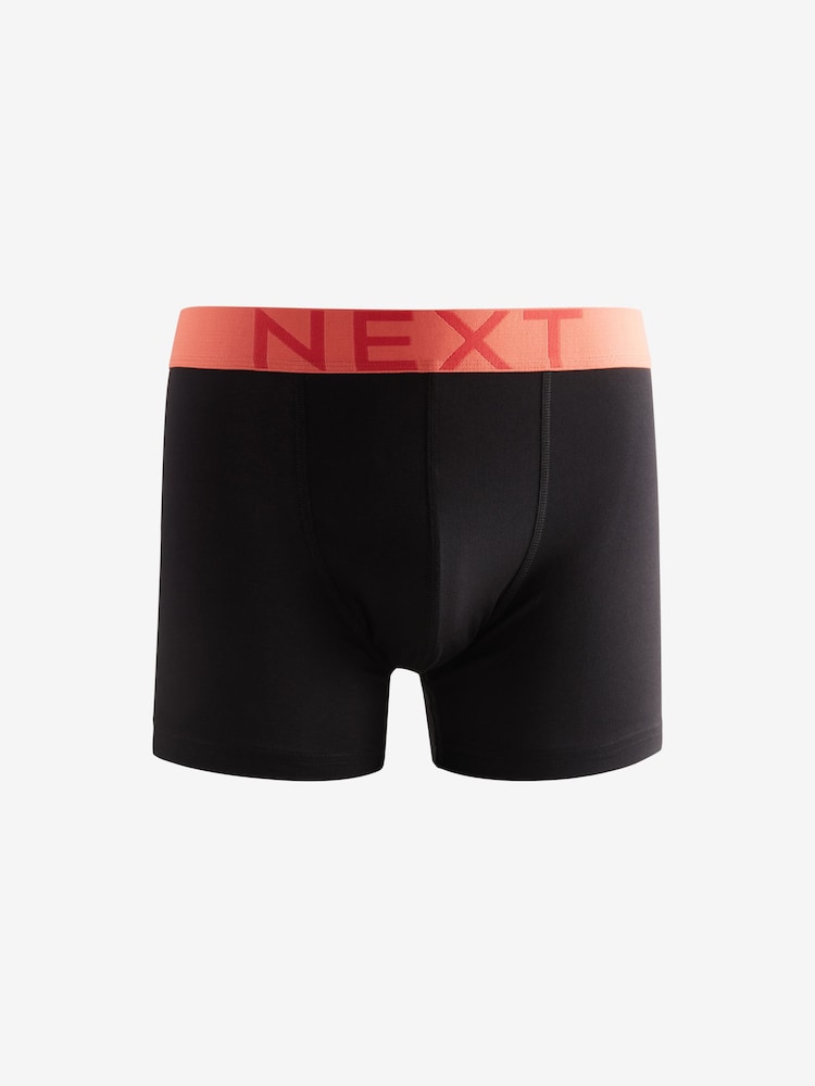 Black Bright Colour Waistband Trunks Boxers 5 Pack - Image 4 of 8