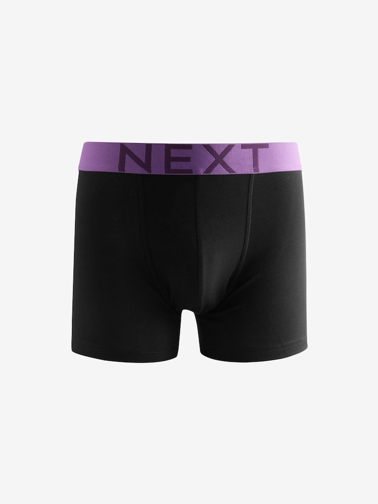Black Bright Colour Waistband Trunks Boxers 5 Pack - Image 5 of 8