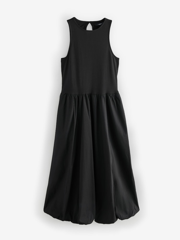 Noir - Robe midi sans manches en coton 100% Racer Puffball - Image 6 of 7