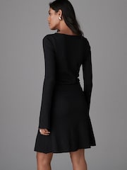 Black Long Sleeves Ruched Mini Dress - Image 3 of 7