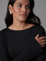 Black Long Sleeves Ruched Mini Dress - Image 4 of 7