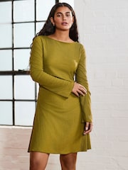 Olive Green Long Sleeves Ruched Mini Dress - Image 1 of 8