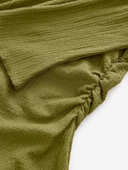 Olive Green Long Sleeves Ruched Mini Dress - Image 7 of 8