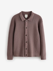 Dark Stone Relaxed Fit Cotton Rich Crochet Textured Knit Shacket - Image 7 of 9