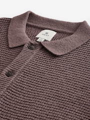 Dark Stone Relaxed Fit Cotton Rich Crochet Textured Knit Shacket - Image 8 of 9