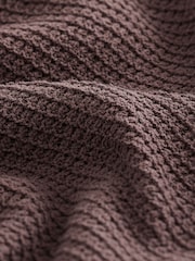 Dark Stone Relaxed Fit Cotton Rich Crochet Textured Knit Shacket - Image 9 of 9