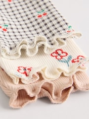 Cream/ Fauve / Gris à fleurs imprimées - Lot de 3 Leggings à volants Bébé - Image 10 de 10