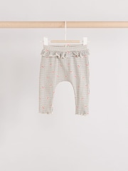 Cream/ Fauve / Gris à fleurs imprimées - Lot de 3 Leggings à volants Bébé - Image 4 de 10