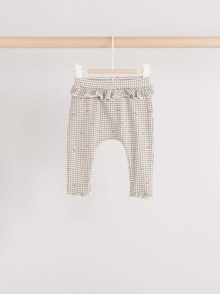 Cream/ Fauve / Gris à fleurs imprimées - Lot de 3 Leggings à volants Bébé - Image 4 of 10