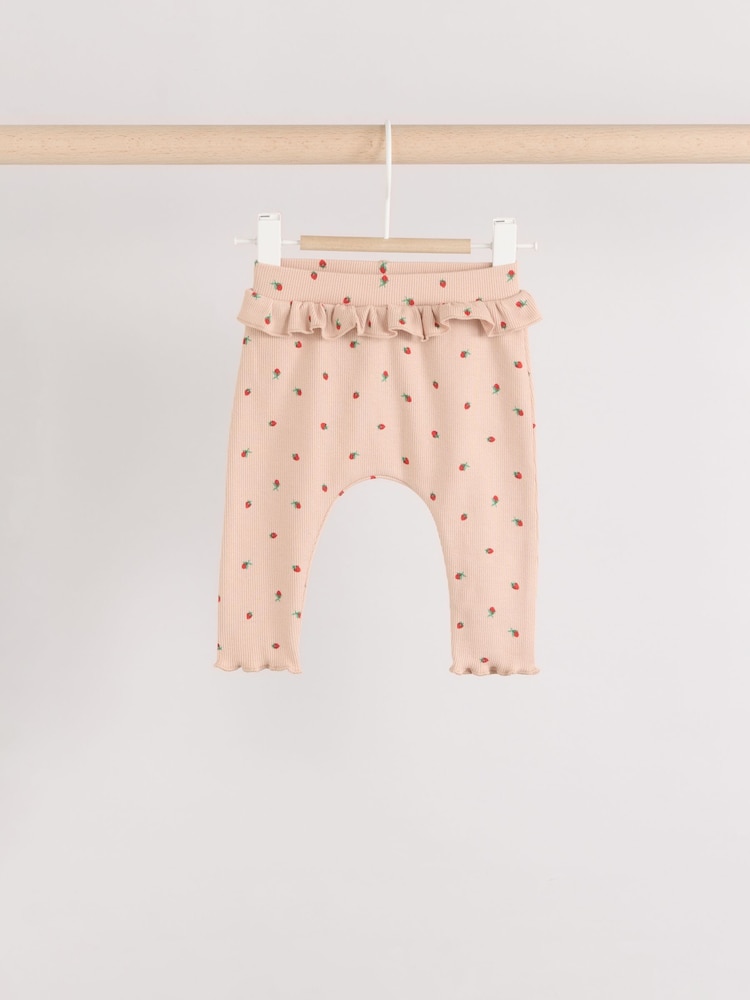 Cream/ Fauve / Gris à fleurs imprimées - Lot de 3 Leggings à volants Bébé - Image 5 of 10