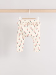 Cream/ Fauve / Gris à fleurs imprimées - Lot de 3 Leggings à volants Bébé - Image 6 de 10