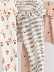 Cream/ Fauve / Gris à fleurs imprimées - Lot de 3 Leggings à volants Bébé - Image 7 de 10