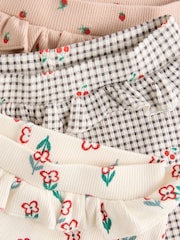 Cream/ Fauve / Gris à fleurs imprimées - Lot de 3 Leggings à volants Bébé - Image 8 de 10