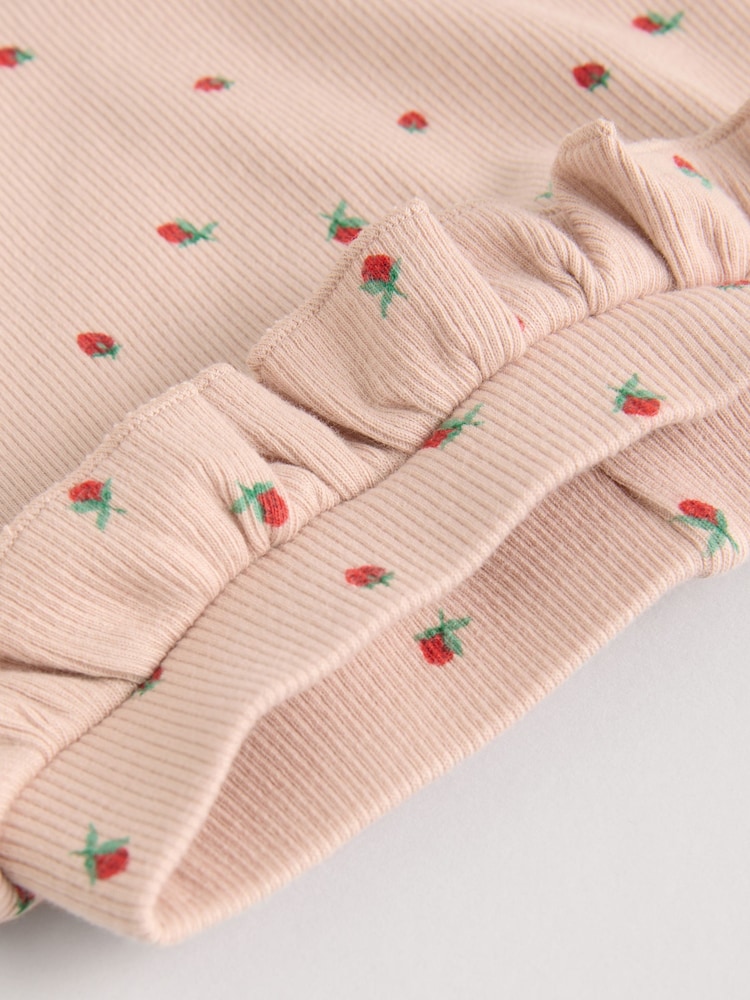 Cream/ Fauve / Gris à fleurs imprimées - Lot de 3 Leggings à volants Bébé - Image 9 of 10
