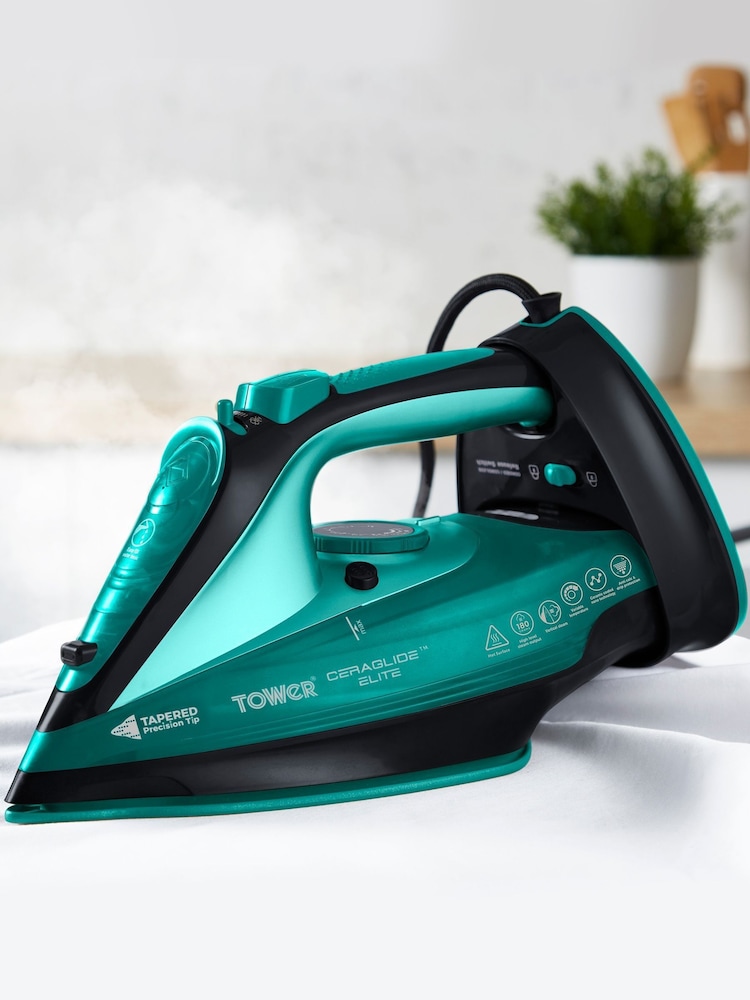 Tower Black and Teal Ceraglide Cord Cordless Iron - Image 1 of 8