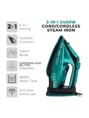 Tower Black and Teal Ceraglide Cord Cordless Iron - Image 2 of 8