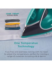 Tower Black and Teal Ceraglide One Temp Steam Iron - Image 2 of 8