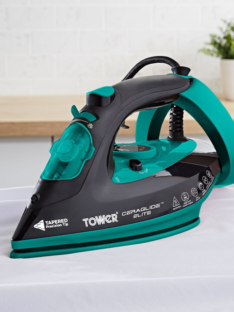 Tower Black and Teal Ceraglide 3100W Steam Iron - Image 1 of 8