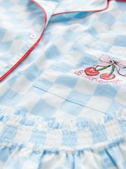 Bath & Body Works Blue Cherry 100% Cotton Check Pyjamas Set - Image 11 of 12