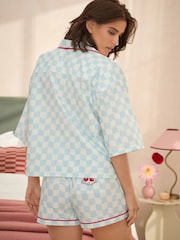 Bath & Body Works Blue Cherry 100% Cotton Check Pyjamas Set - Image 2 of 12