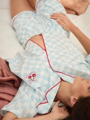 Bath & Body Works Blue Cherry 100% Cotton Check Pyjamas Set - Image 4 of 12