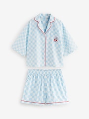 Bath & Body Works Blue Cherry 100% Cotton Check Pyjamas Set - Image 8 of 12