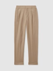 Reiss Soft Camel Brown Brighton 13-14 yrs Relaxed Elasticated Trousers with Turn-Ups - Image 1 of 5